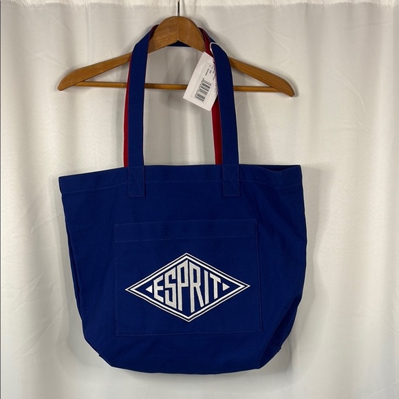 Esprit Blue and Red Tote Bag - Picture 9 of 11